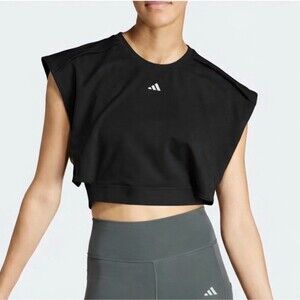 Adidas Power Crop T Workout Top W/ Band Detail black Size Large IT6733 WW